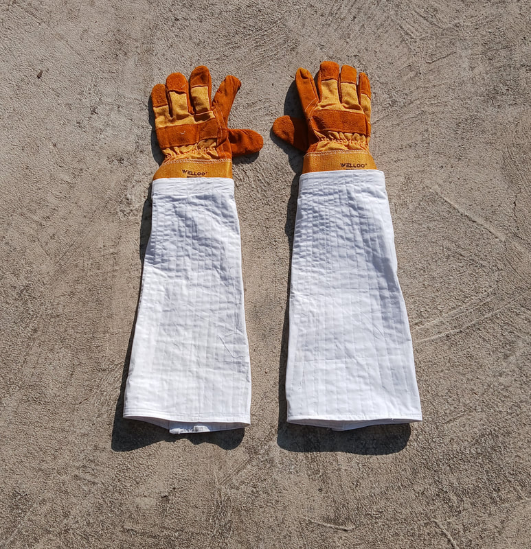 Gloves — Long Sleeves, Cotton and Leather