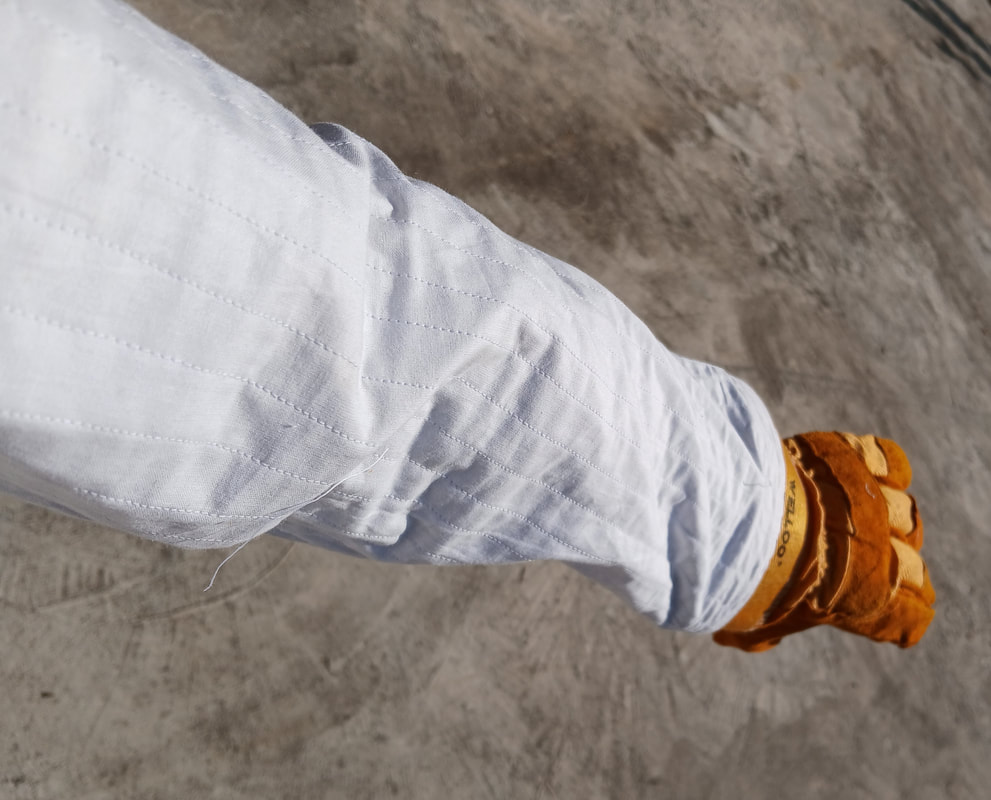 Gloves — Long Sleeves, Cotton and Leather — view 2