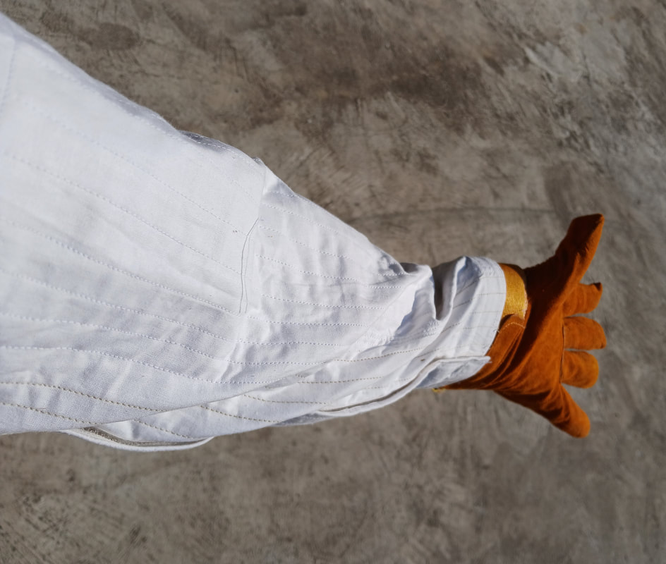 Gloves — Long Sleeves, Cotton and Leather — view 3